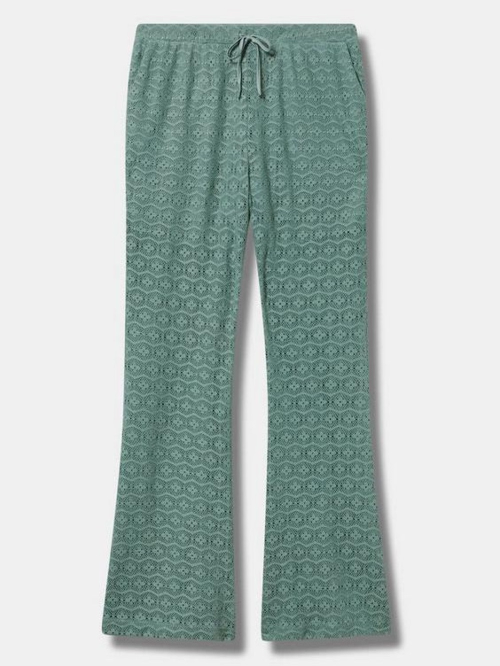 torrid Chinois Green Crochet Knit Flare Pants